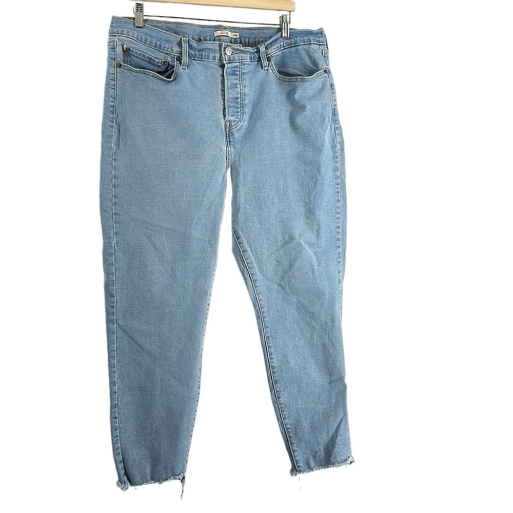 Levi’s wedgie skinny jeans light blue stretch denim frayed hem sz 20 W